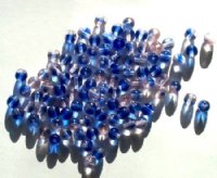100 6mm Transparent Two Tone Blue & Pink Round Beads